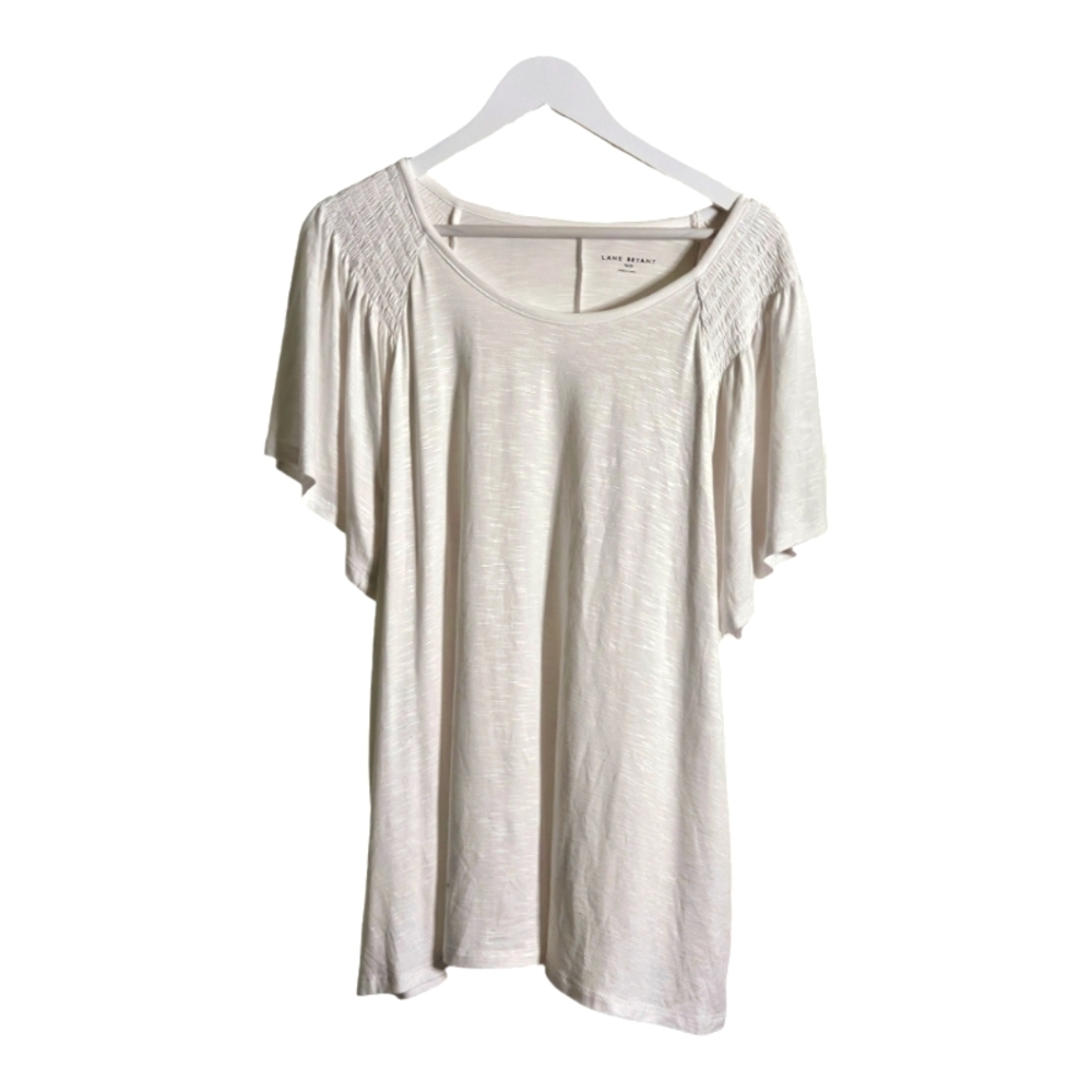 Lane Bryant Swing Tee Shirt with Ruffle Sleeves White Size 14/16 NWT